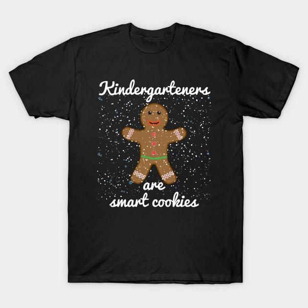 Kindergarden Teacher Christmas T-Shirt With Gingerbread Man Xmas Cookie Tee For Winter Cookie Baking With Holiday Snowflakes Kindergardeners T-Shirt by TheCreekman